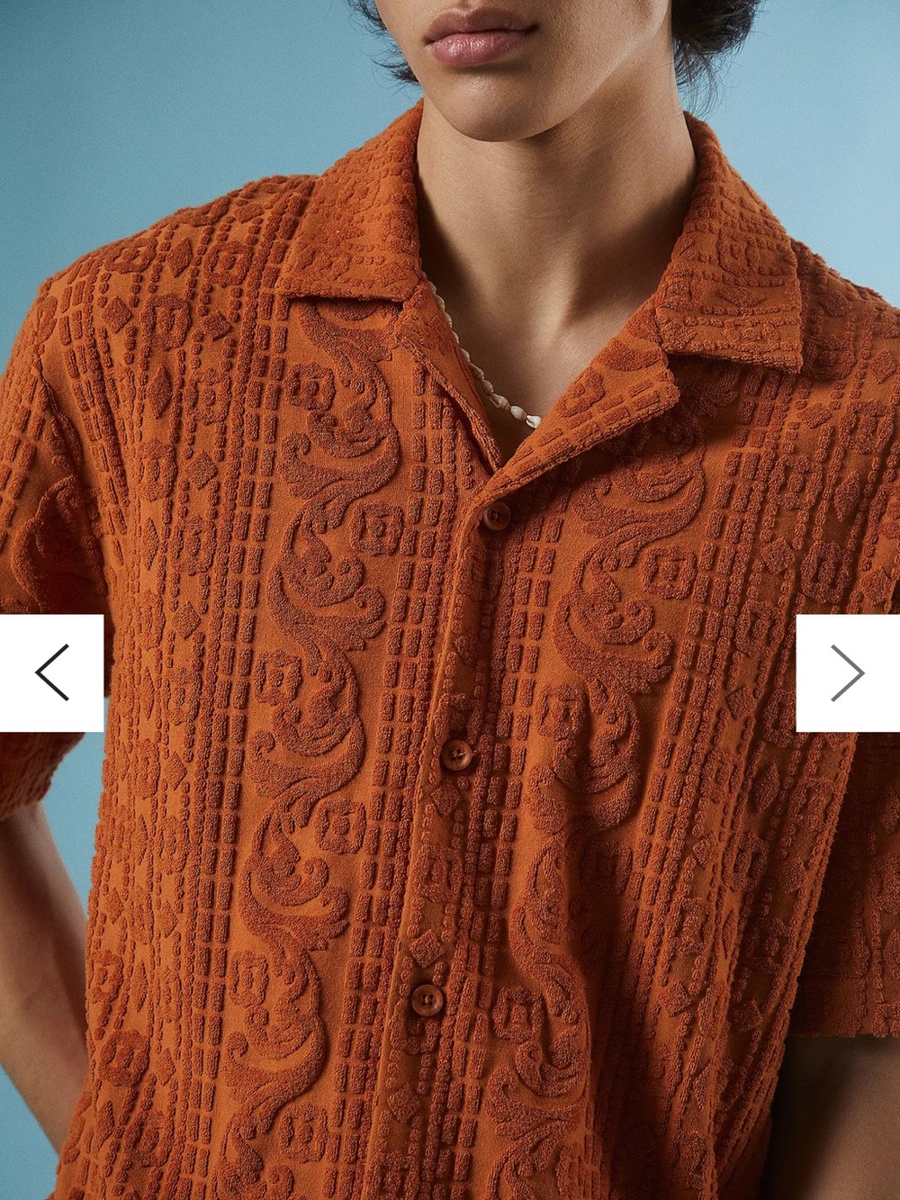 Urban Outfitters Rust Orange Textured Button-Up Shirt